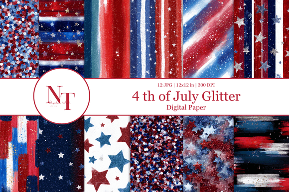 Download 4th of July Glitter Digital Paper - Premium Resources