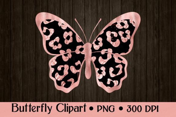 Download Rose Gold Leopard Butterfly Clipart PNG - Premium Resources