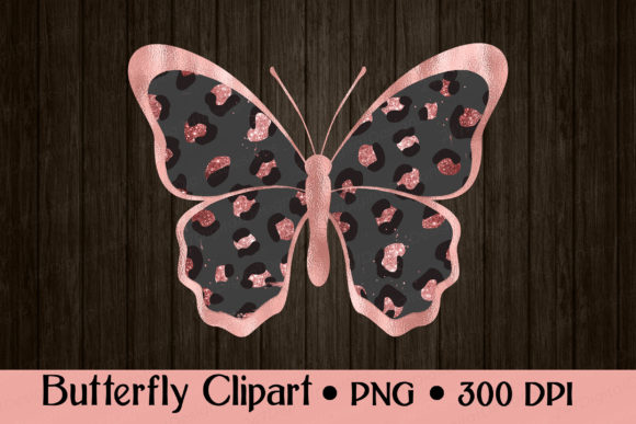 Download Leopard Butterfly Rose Gold Glitter PNG - Premium Resources